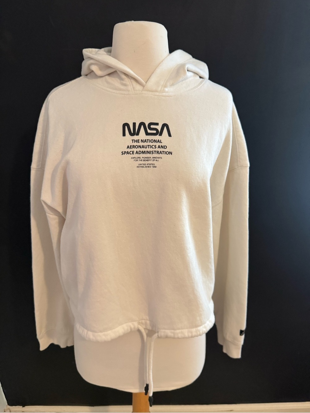 NASA Logo White Cropped Hoodie - Divided H&M Large